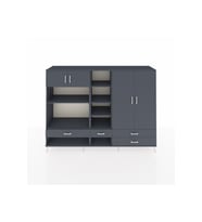 Hyperion Dolap 12 Raflı 4 Çekmeceli 4 Kapaklı 220x44x163 Antrasit-Antrasit