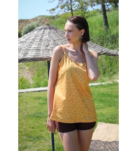 Kadın Şortlu Tankini Elbise Mayo Sarı