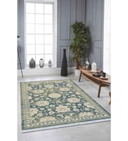 Yeşil Vintage Dokuma Pamuk Tabanlı Kaymaz Kilim KLM123