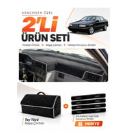 e-biz VOLVO 850 (1991-1997) Uyumlu Torpido Örtüsü + Tay Tüyü Bagaj Çantası Seti - Siyah-Gri - VO007