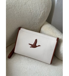 Kadın AA+ Kalite B Clutch El ve Omuz Çantası (Bej - Kahverengi)