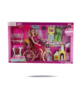 Full Aksesuarlı Bisikletli Alisa Bebek