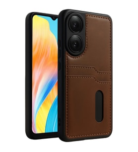 Oppo A38 Sara Kartvizitli Deri Kılıf - Taba
