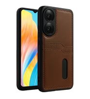Oppo A38 Sara Kartvizitli Deri Kılıf - Taba