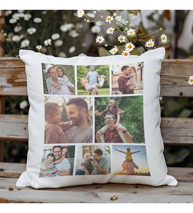 Babalar Günü 8 Fotoğraflı Kişiye Özel Yastık  Babaya Hediye Fotoğraf Baskılı Hatıra Yastığı