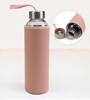 Deri Kılıflı 500 Ml Cam Matara (Pembe)