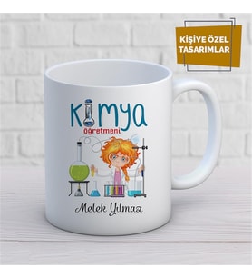 Kişiye Özel İsim Yazılabilir Kimya Öğretmeni Kupa Bardak