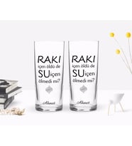 BK Gift Kişiye Özel Renkli Baskılı Rakı İçen Öldü De Tasarımlı İkili Rakı Bardağı Seti-1 (Beyaz)
