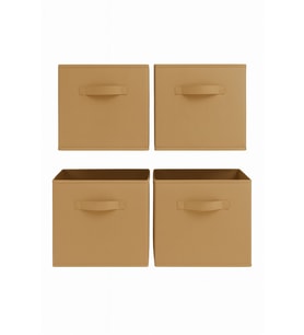 4’lü Bej Kumaş Dolap İçi Düzenleyici Kutu - 30x30x30 cm Katlanabilir Çok Amaçlı Saklama Kutusu (Standart)