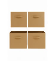 4’lü Bej Kumaş Dolap İçi Düzenleyici Kutu - 30x30x30 cm Katlanabilir Çok Amaçlı Saklama Kutusu (Standart)