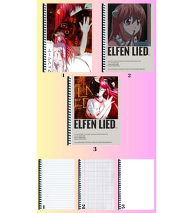 elfen lied 3 adet defter A4 büyük boy 72 sayfa çizgili_kareli_çizgisiz defter seti