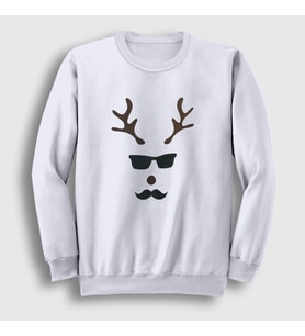 Presmono Unisex Beyaz Male Deer Yılbaşı Sweatshirt