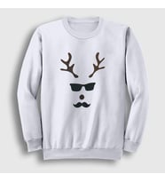 Presmono Unisex Beyaz Male Deer Yılbaşı Sweatshirt