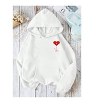 Nevermind Unisex Heart Oversize Baskılı Kapşonlu Sweatshirt 3 Iplik (Beyaz)