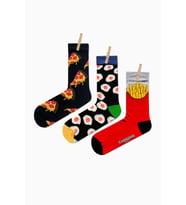 Unisex 3'lü Food's Desenli Renkli Çorap