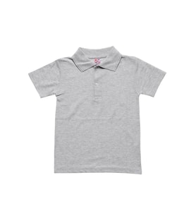 Gri Kısa Kol Düz Renk Yakalı 6-17 Yaş Çocuk Okul Lakos Tişört Polo Yaka T-shirt