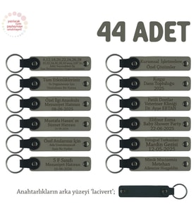 Kül Gri & Lacivert, Anneler Günü Hatırası Olarak İsimli Anahtarlık 44’lü Set, Özel Kutlamalar İçin