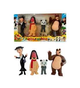 Ceburashka Çeburaşka Oyuncak Karakter Seti 4lü (Çok Renkli)