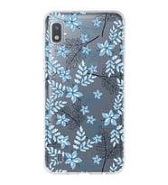Samsung Galaxy A10 Uyumlu Kapak Floral Mavi Tasarımlı Şeffaf Silikon Kılıf
