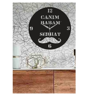 Kişiye Özel Canım Babam  Dekoratif Ahşap Duvar Saati Hediye