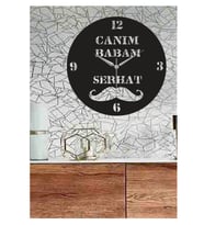 Kişiye Özel Canım Babam  Dekoratif Ahşap Duvar Saati Hediye