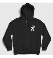 Presmono Unisex Siyah Boombox Uzay Müzik Astronot Fermuarlı Kapüşonlu Sweatshirt 496098tt