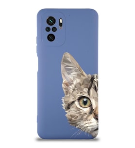 Xiaomi Redmi Note 10s Uyumlu Lansman Kılıf Catface Tasarımlı İçi Kadife Kapak-Mor (Şeffaf)