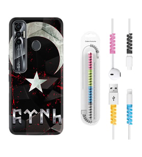 Tecno Spark 6 6 Go 8C 8 Pro 7 7 Pro Kılıf Kablo Koruma Spiral Silikon Göktürk 1394