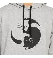 Bant Giyim - Yin Yang Kedi Gri Kapşonlu Erkek Sweatshirt Hoodie