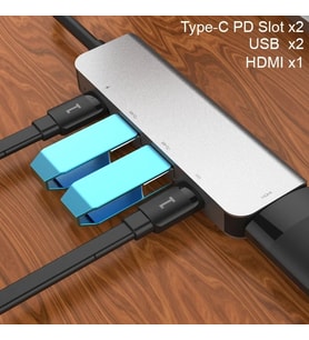 Ally Usb (Type-C to 5in1 Hdtv 2xUSB+2x PD) Hub Adaptör Çoklayıcı-(5775)