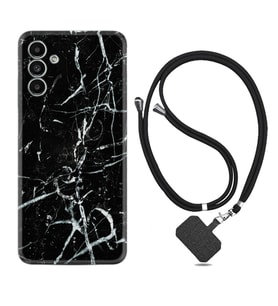 Samsung A23 A31 A32 A50 A51 A52 A53 A70 Kılıf Boyun Askılı Silikon Black Marble 3 1382