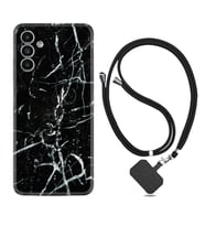 Samsung A23 A31 A32 A50 A51 A52 A53 A70 Kılıf Boyun Askılı Silikon Black Marble 3 1382