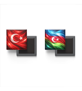 Buzdolap Magnetleri - Azerbaycan Bayrağı ve Türk Bayrağı - 2'li Set Magneti