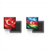 Buzdolap Magnetleri - Azerbaycan Bayrağı ve Türk Bayrağı - 2'li Set Magneti