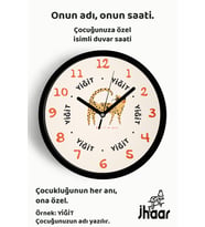 İsme Özel Leopar Çizim Çocuk Odası Duvar Saati Orta Boy 30 cm Siyah Camlı Sessiz