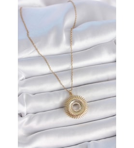 316L Çelik Gold Renk Zincir Zirkon Taşlı Nova Yıldız Model Kadın Kolye 5886 - SSSSSS3662-6171