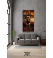 12 parça Sarı Aslan Çerçeve Görünümlü Mdf tablo Duvar Süsü Hediyelik Eşya (45cm x 85cm)