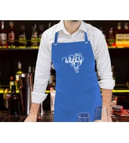 BK Gift Kişiye Özel İsimli Bar Tasarımlı Profesyonel Mavi Mutfak Önlüğü, Aşçı Önlüğü, Şef Önlüğü, Arkadaşa Hediye-1