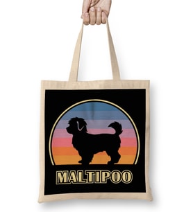 Maltipoo Vintage Sunset Dog Bez Çanta Uzun Saplı