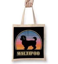 Maltipoo Vintage Sunset Dog Bez Çanta Uzun Saplı
