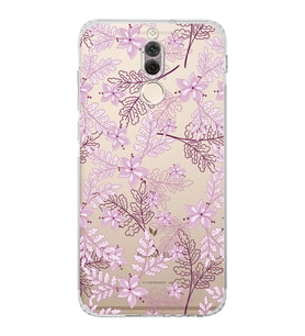 Huawei Mate 10 Lite  Kamera korumalı Kapak Floral Pudra Tasarımlı  Şeffaf Kılıf