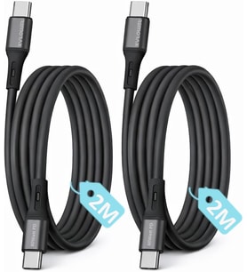 2Adet X 2Metre Type C-C Kablo Seti, 60Watt Pd Hızlı Şarj, 15/16/17 Andoid İçin, Siyah/Antrasit Meta