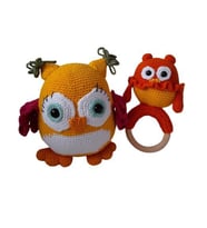 Baykuş Uyku Arkadaşı ve Çıngırak Amigurumi Organik Oyuncak
