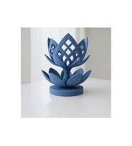 Alvera Lotus Çiçeği Mumluk – 3D Baskı Dekoratif Tealight Mumluk-Mavi
