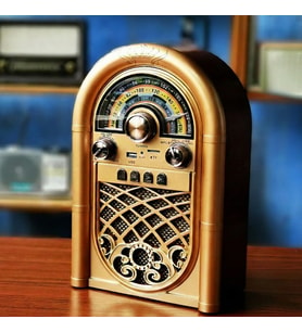 Nostaljik Tasarımlı Bluetooth Radyo – FM AM SW Destekli, USB TF Girişli Şarjlı Retro Hoparlör, Retro Görünümlü Kablosuz Radyo – Bluetooth, USB, TF Kart, Şarjlı Pilli Multimedya Müzik Çalar (Açık Kahverengi)