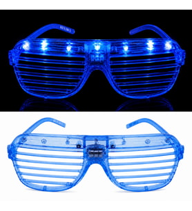LED Işıklı Panjur Parti Gözlüğü Mavi Renk Shutter Gözlük
