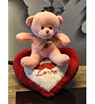 LOVE YASTIK YAZILI SEVGİLİ AYICIĞI (Pudra Pembe)