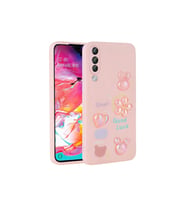 Samsung Galaxy A70 Uyumlu Kılıf Kabartma Figürlü Parlak Zore Toys Silikon Kapak (Pembe)