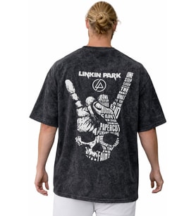 Linkin Park Rock Metal Müzik Grubu Sırt Baskılı Unisex Oversize Vintage Yıkamalı Tişört