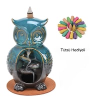 Baykuş Tasarımlı Geri Akışlı Tütsülük 16*11*11*cm - 3 Adet Tütsü Hediyeli